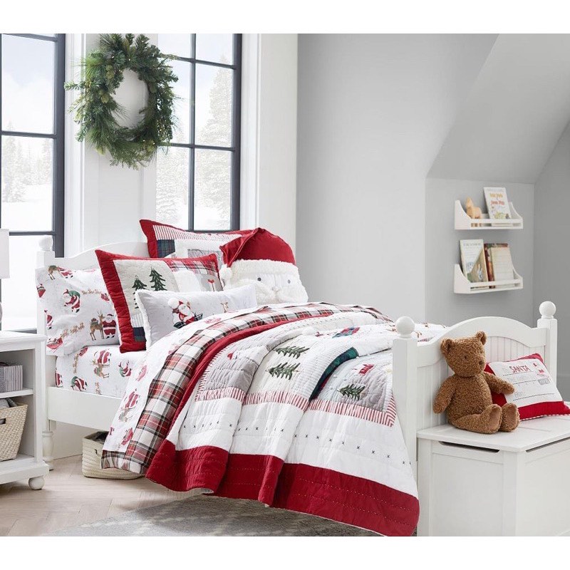 Pottery Barn Rudolph® And Bumble® and Heritage Santa Organic Bedsheet