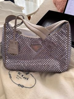 Wisteria Prada Cleo Satin Bag With Crystals