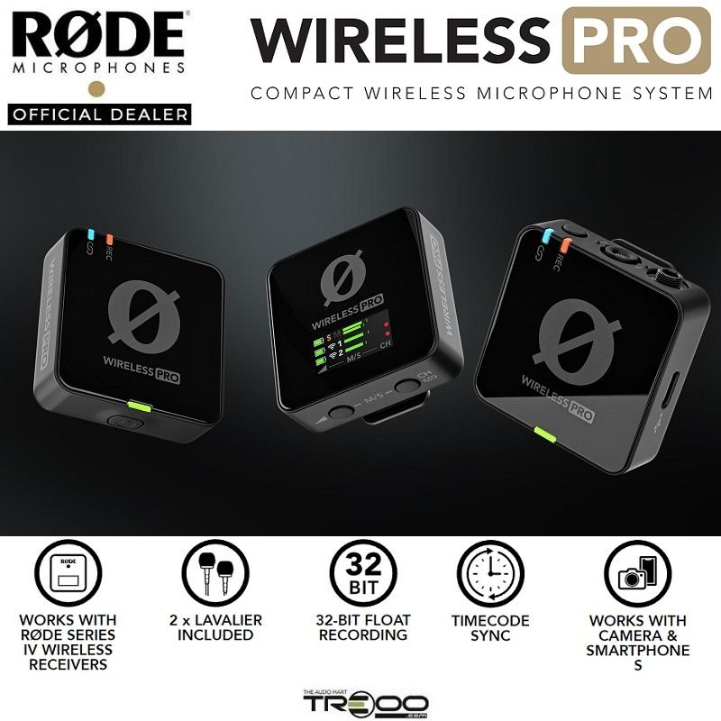 [Official]($20 Cashback!) RODE Wireless PRO Dual Channel Wireless Microphone System with Charge Case & 2x Rode Lavalier II Lavalier Microphones (Category: Microphones) located in Singapore. Submitted by treoo (Listing ID 1259174403, Image 2). Description: 🔥✨ Promotion valid for limited time only; while stocks last! ✨🔥 ★ Compact dual-channel wireless microphone system ★ RØDE’s state-of-the-art Series IV 2.4 GHz digital transmission with 128-bit 