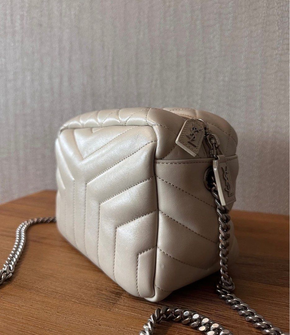 SAINT LAURENT Calfskin Y Quilted Monogram Small Loulou Bowling Bag