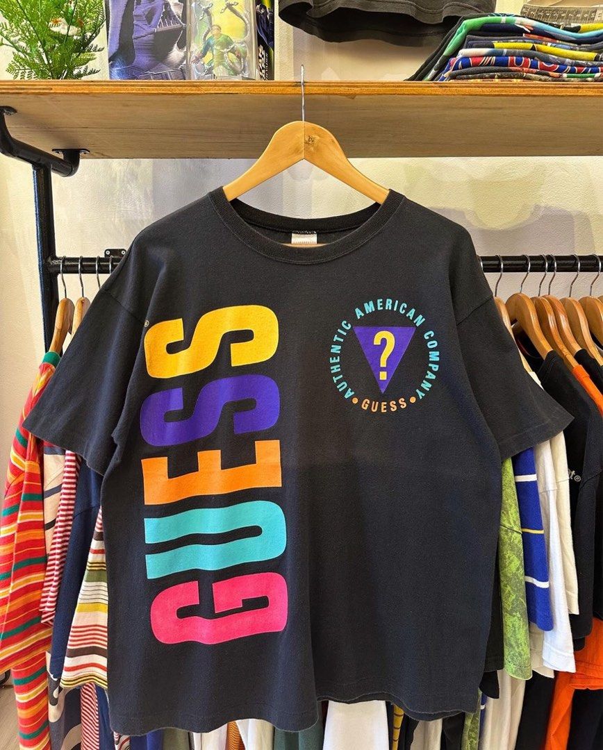 RARE Vtg Guess Sticker Colourful Tee