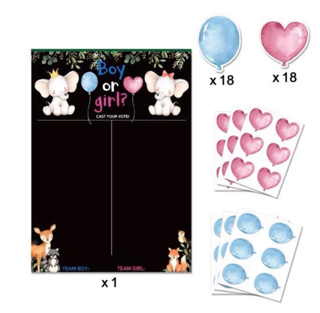 Ready Stock G1 Gender Reveal Games Voting Boy Or Girl Gender Game Reveal Party Supplies Set 7729