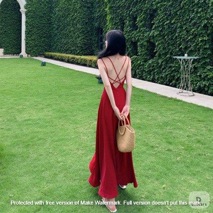White and red long dress sales