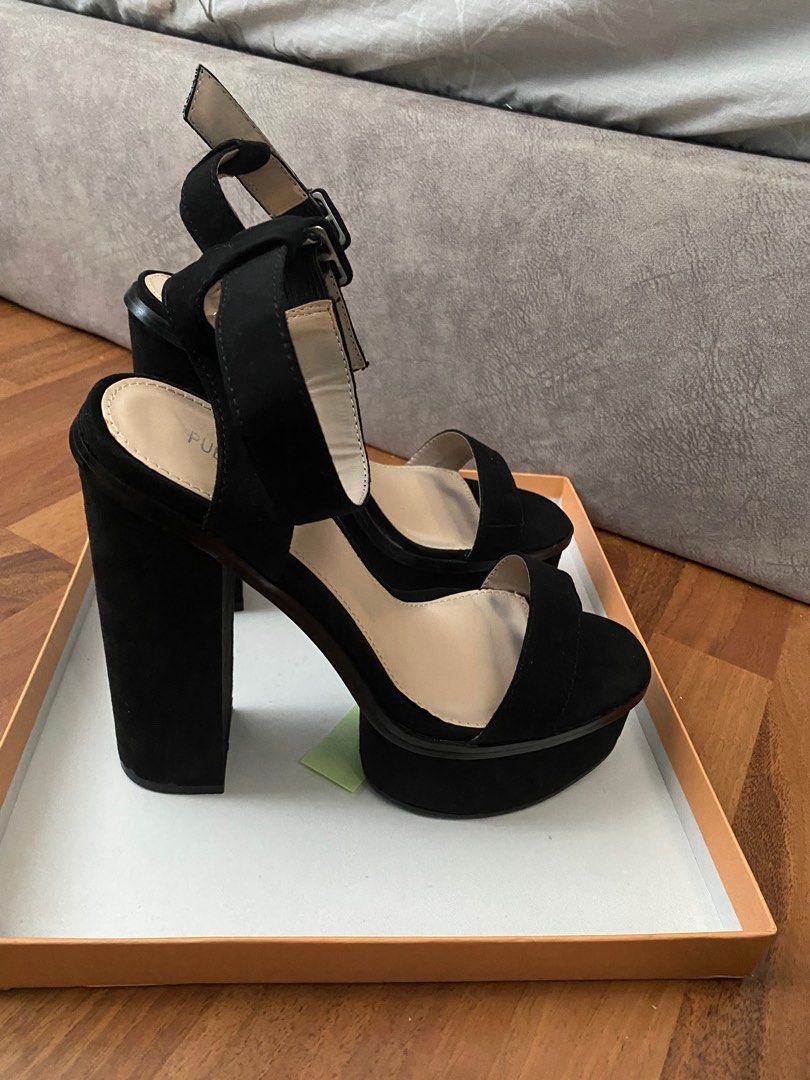 RM39 PUBLIC DESIRE HEELS BLACK SUEDE VALENCIA UK5 US7 Women s