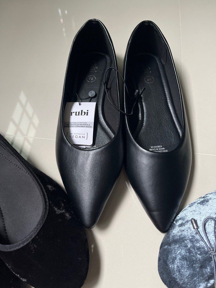 Rubi Cotton on black ballet flats pointed