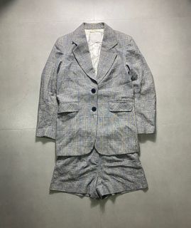 Sandro - Gray Plaid Blazer and Shorts