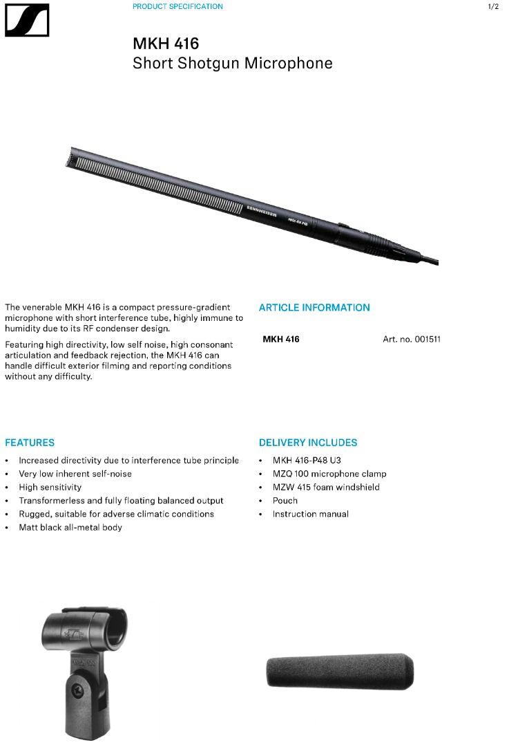 Sennheiser MKH416 Perfect For Softie NTG kit - Limited-time