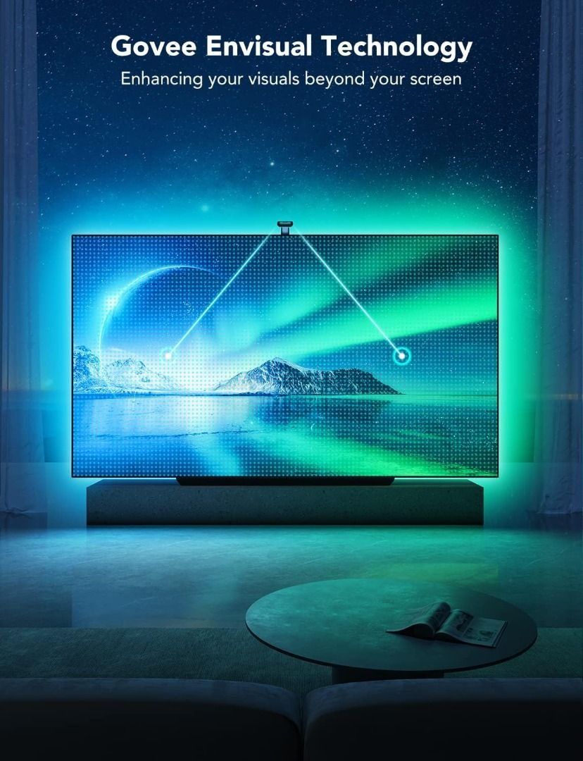 SG STOCK) Govee Envisual LED TV Backlight T2 with Dual Cameras, DreamView  RGBIC Wi-Fi TV Lights for Adapts to Ultra-Thin 55-65 inch TVs, Double TV  Light Beads, Smart App Control, Music Sync