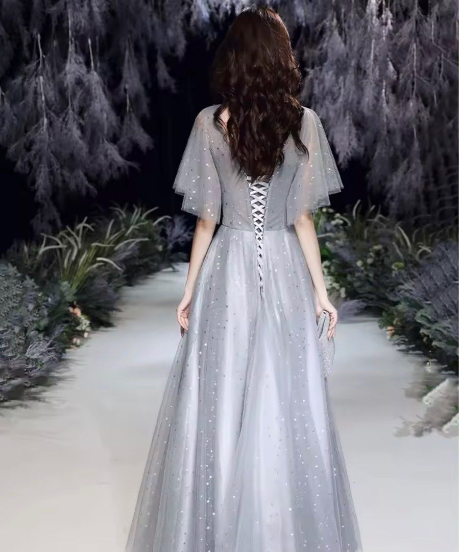 White silver online evening gowns
