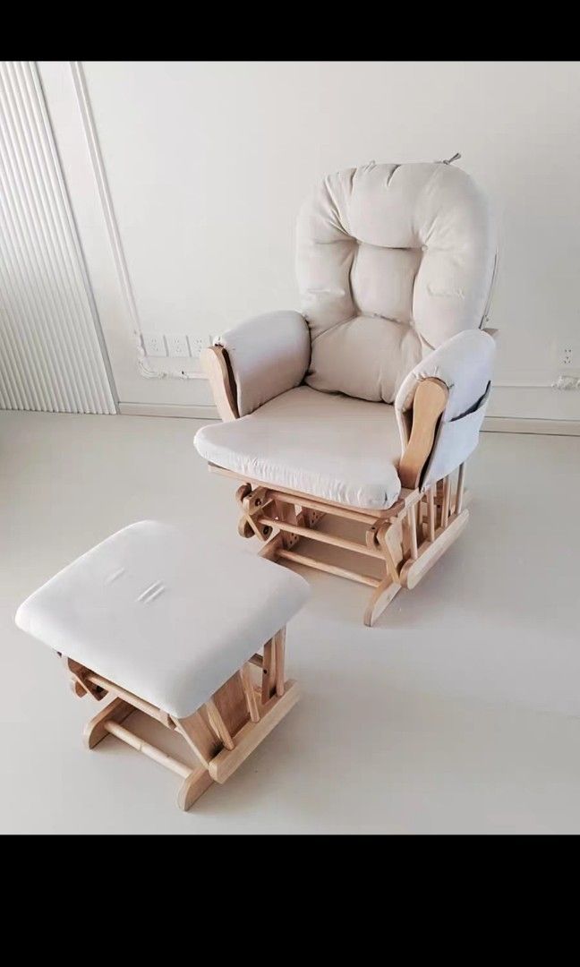 Solid Wood Rocking Chair Pregnant Woman Feeding Nursing Chair Bean