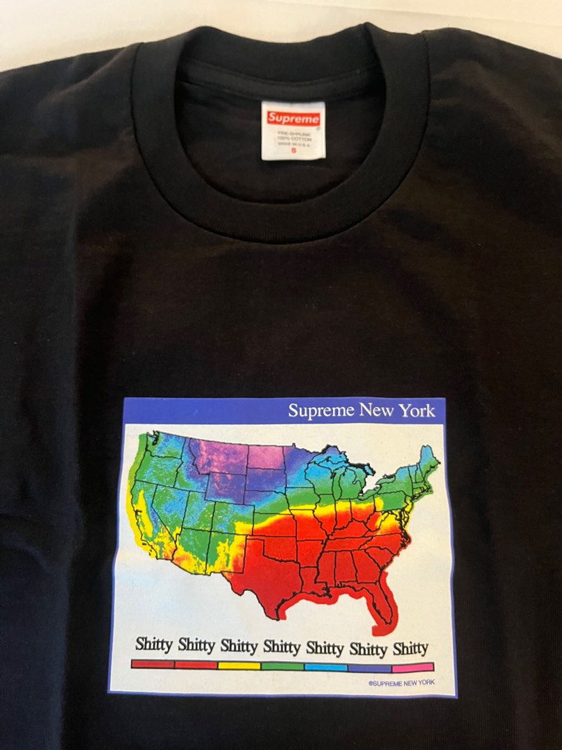 Supreme 100% new - Weather tee (Sz s) black, 名牌, 服裝- Carousell