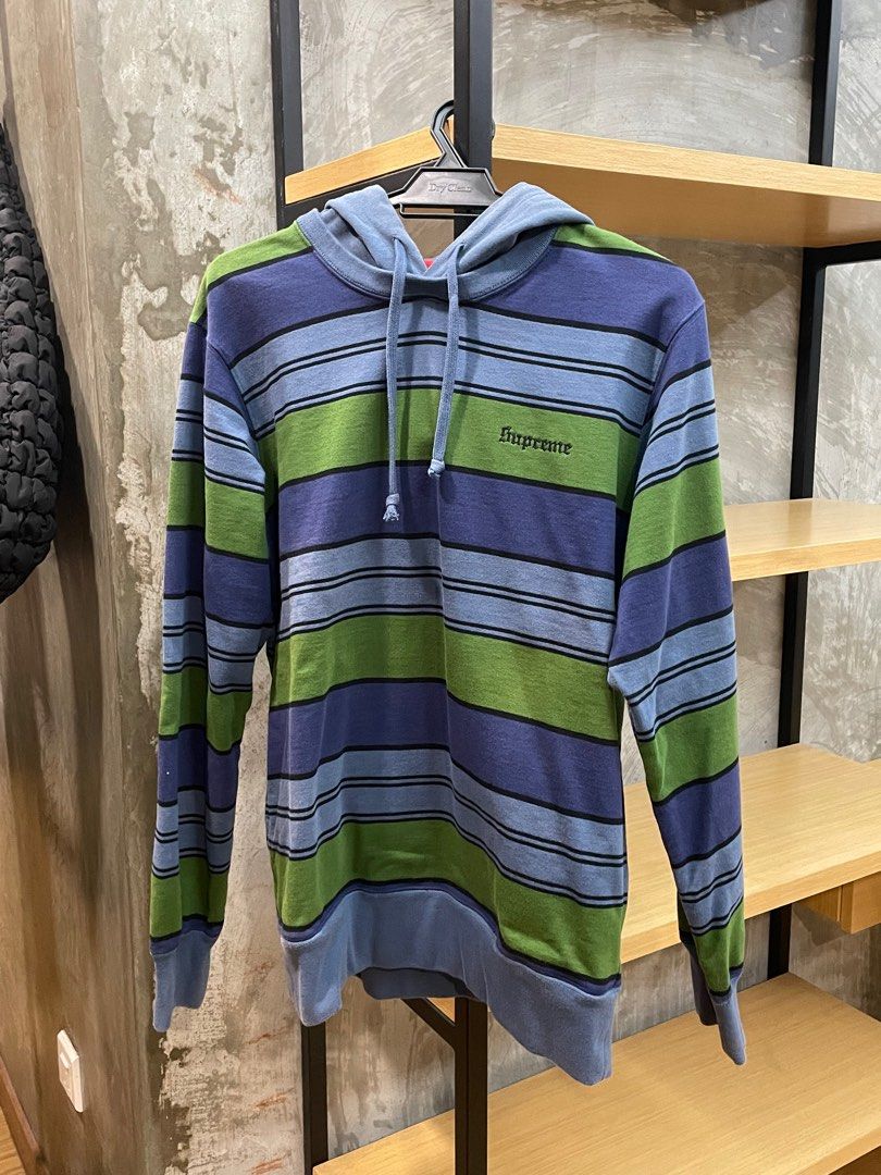 Supreme Striped Hooded Crew Neck