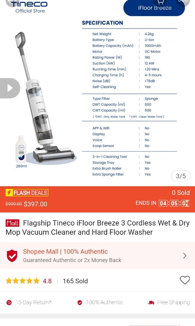 Tineco iFloor 3 Breeze vs Tineco Floor ONE S3 Breeze Hard Floor Cleaner  Comparison 