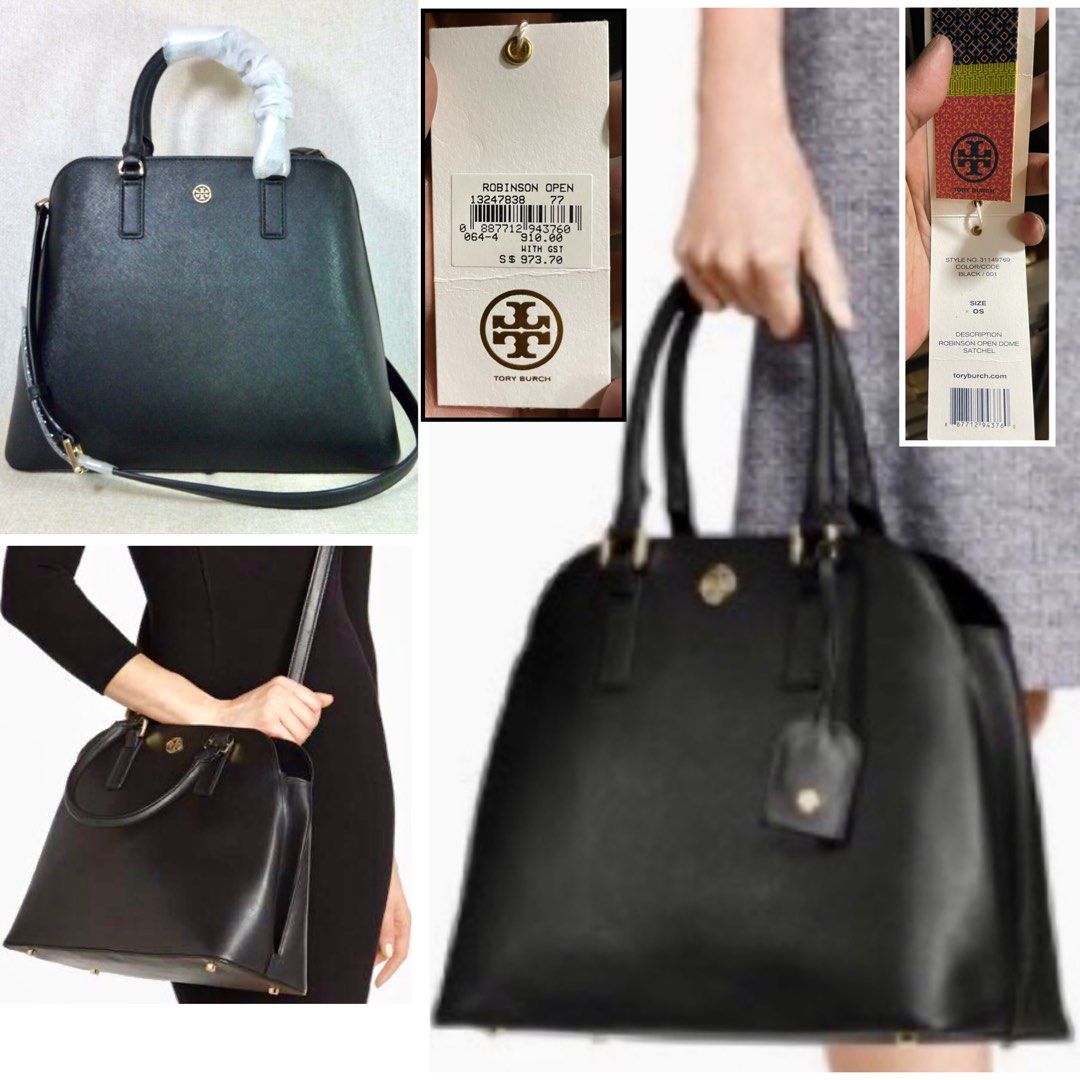Tory Burch Robinson Open Dome Satchel, Black/001 - Authentic, Luxury, Bags  & Wallets on Carousell
