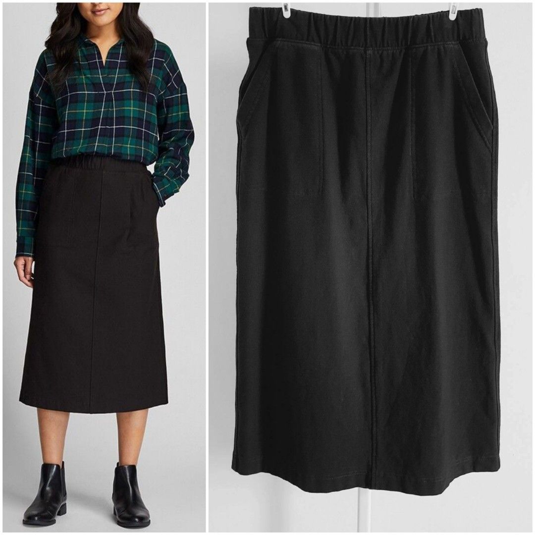 Long black skirt outfit uniqlo best sale