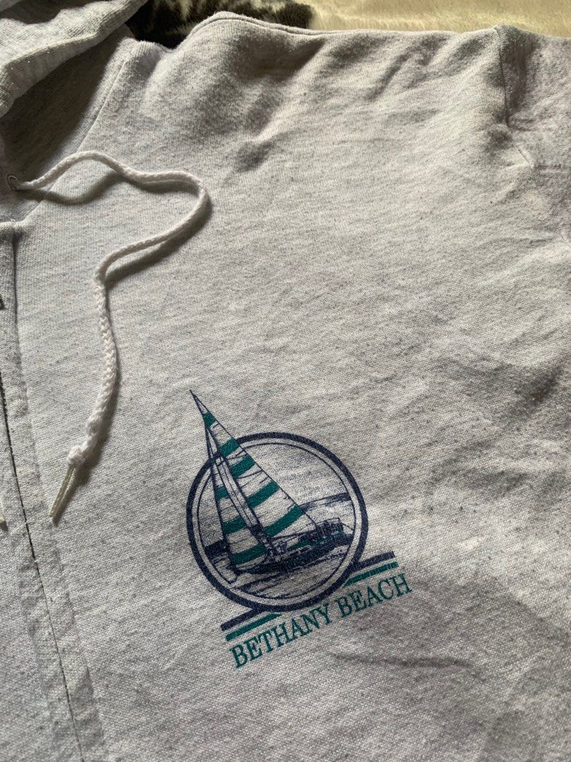 Vintage 1990s Bethany Beach Zip Up Hoodie, Men's Fashion, Tops & Sets