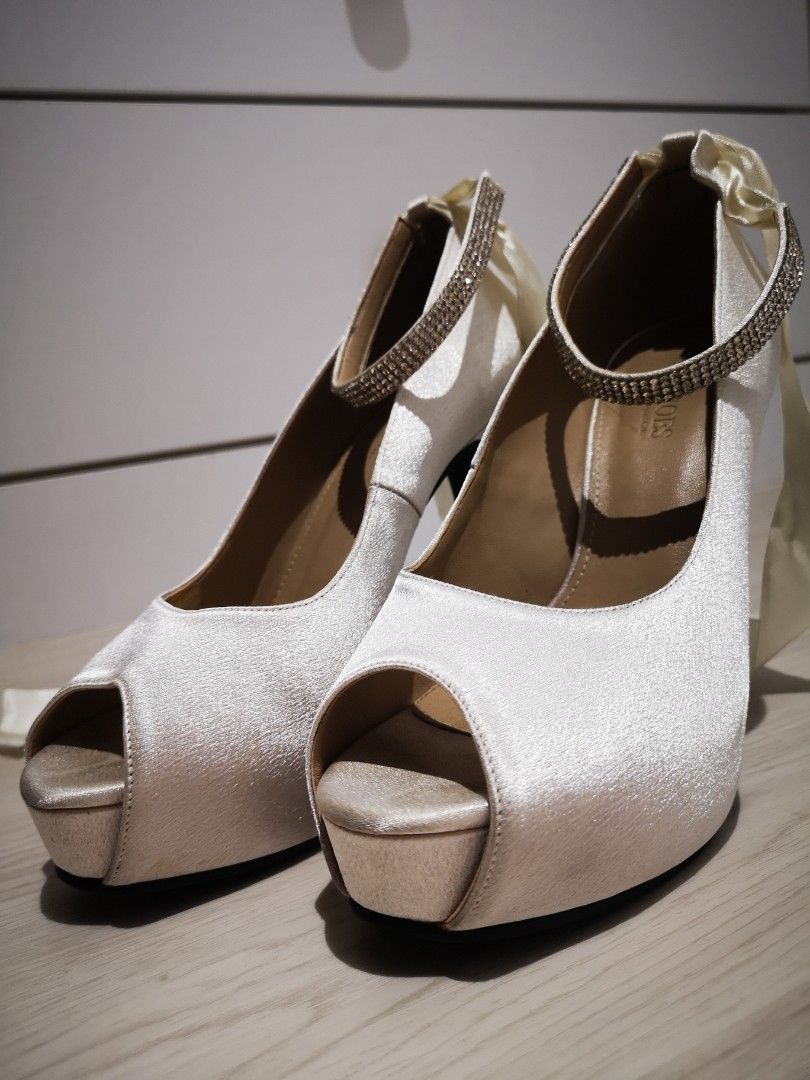 Wedding heels with tie back Women s Fashion Footwear Heels on