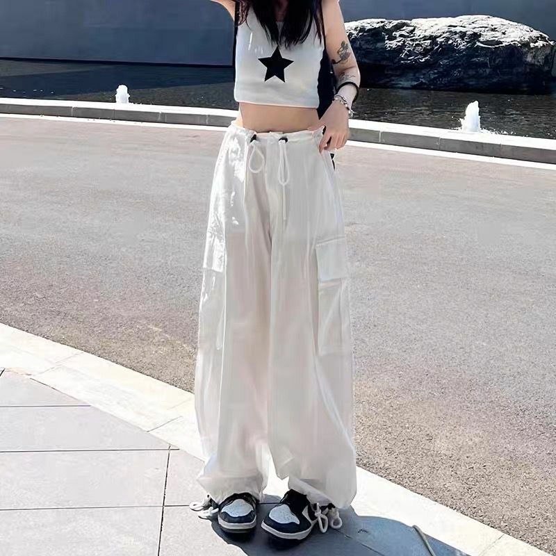 White Cargo Pants, Women's Fashion, Bottoms, Other Bottoms on Carousell