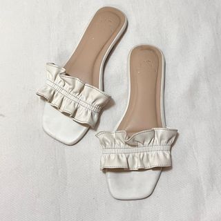 White Ruffle Sandals