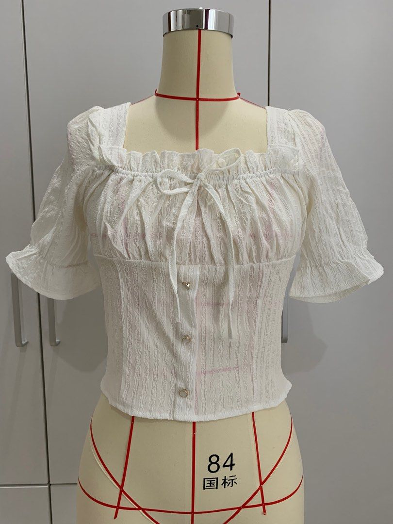 Ruffle square neck top shop