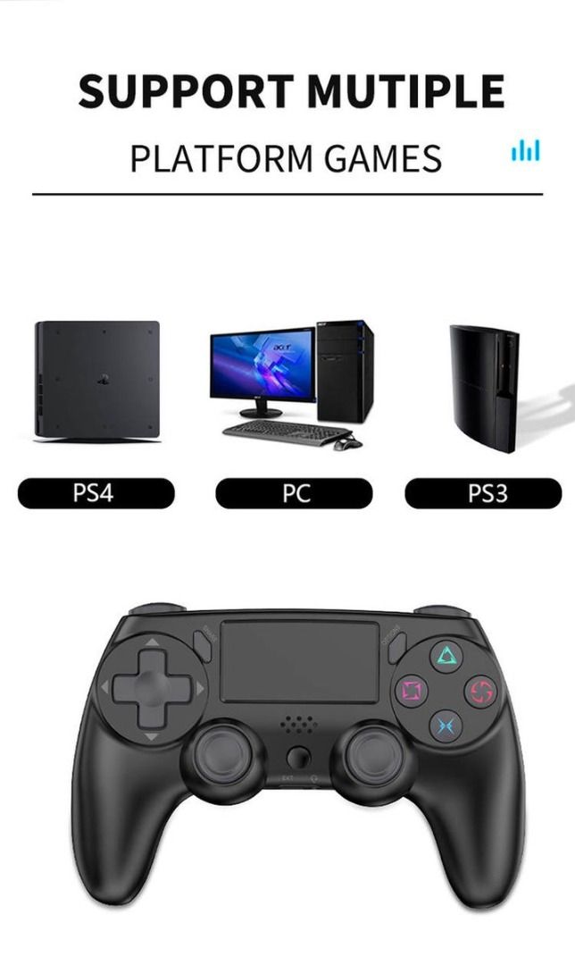 Wireless Gamepad Dual Vibration Game Controller for PS4 PS3