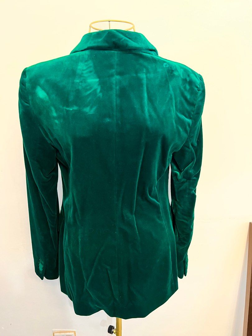 Zara green top velvet jacket