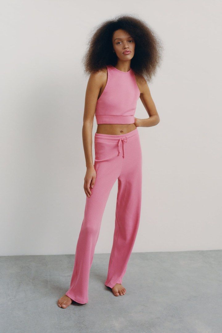 Ribbed trousers zara 2025