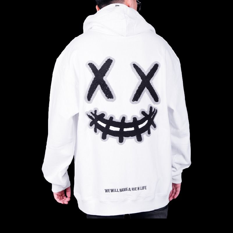 White outlet ripped hoodie