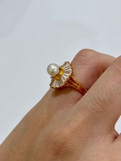 18K GOLD FILLED RING(GENUINE PEARL)