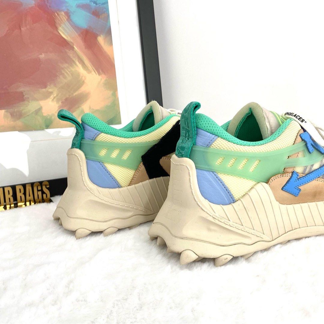 Authentic Off White. Green Multicolor Trainer Shoes Luxury