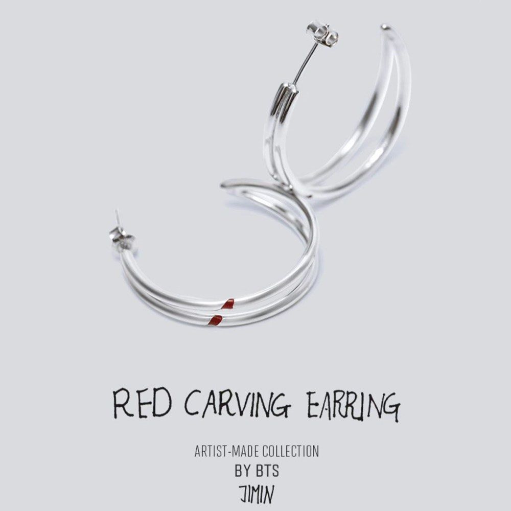 ジミン BTS [JIMIN] RED CARVING EARRINGメンズ - ピアス(両耳用)