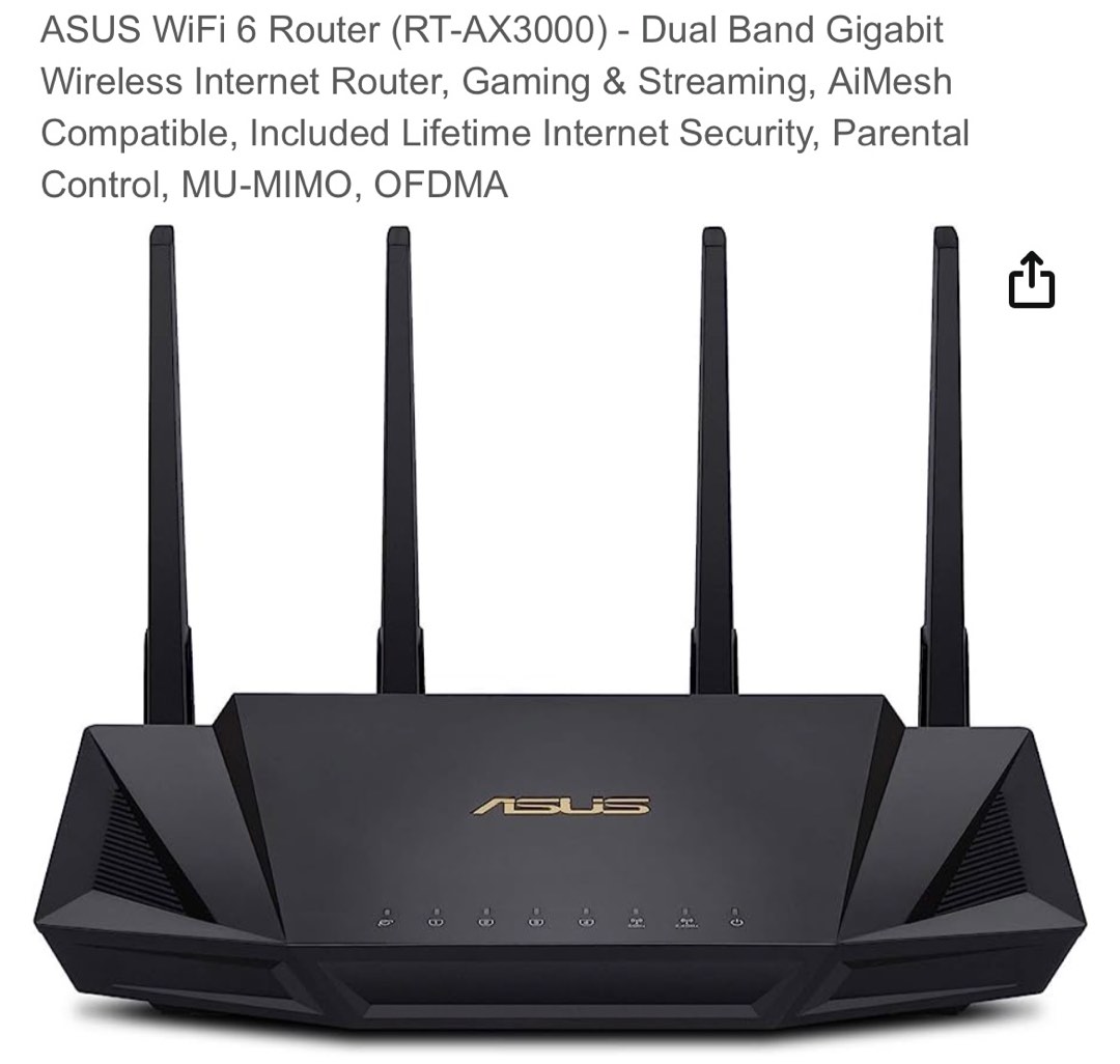 New Asus Wifi 6 Router Dual Band RT-AX3000 / Wifi Speed 3gbps ...