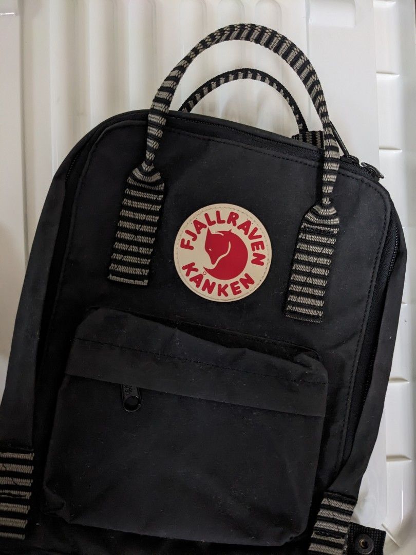 Authentic Fjallraven Kanken Mini Backpack Black Striped