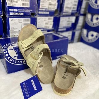Birkenstock Arizona BS Washed Metallic Cream Gold Sandals for Men and Women Women s Fashion Footwear Flats Sandals on Carousell