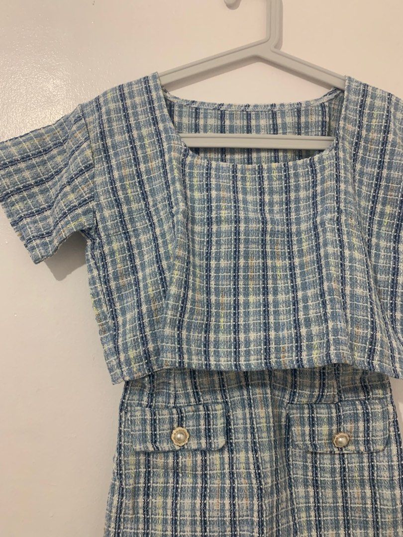BKK Blue Tweed Coordinates (Category: Sets or Coordinates) located in Manila. Submitted by jean_closet (Listing ID 1263261106, Image 2). Description: Super cute! Also available in white Fits S - M DM ME YOUR OFFERS .