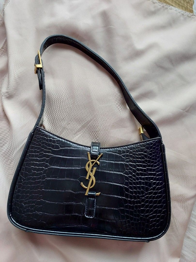 Black YSL crocodile bag, Women's Fashion, Bags & Wallets, Clutches on