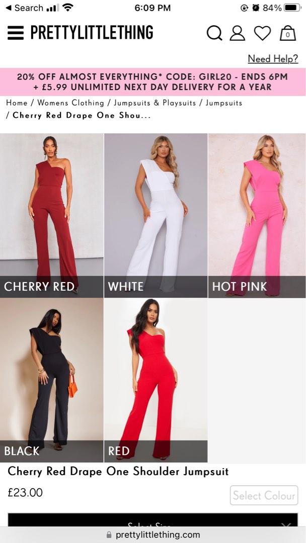 Cherry Red Drape One Shoulder Jumpsuit