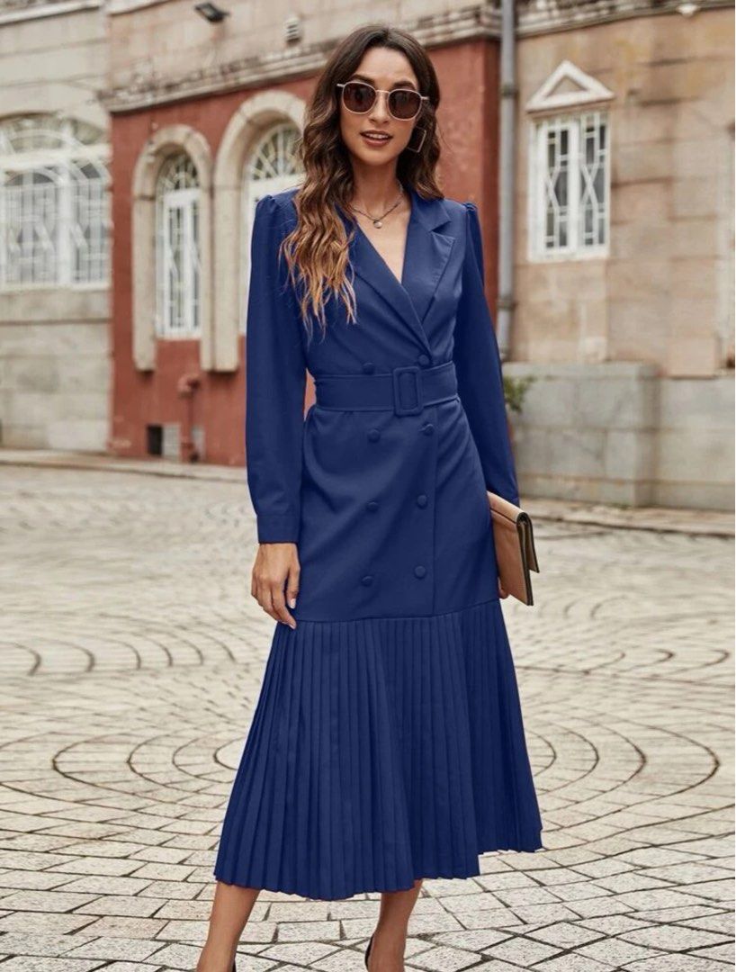 BLAZER DRESS with pleated bottom