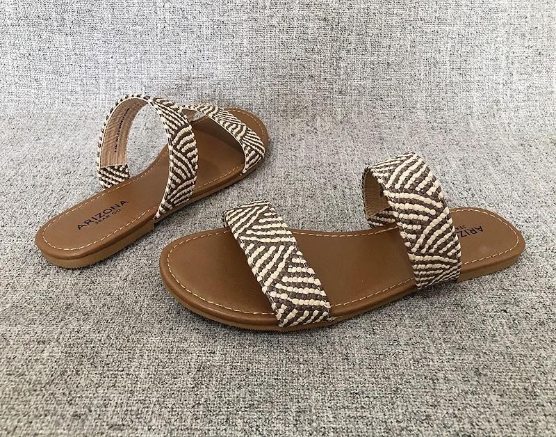 BN US 11 EUR 43 Women s Brown Double Strap Plus Big Size Sandals Slippers Slides