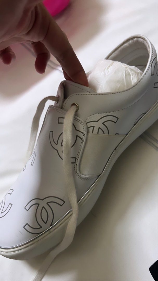Chanel CC Logo white women shoe, Luxury, Sneakers & Footwear on Carousell