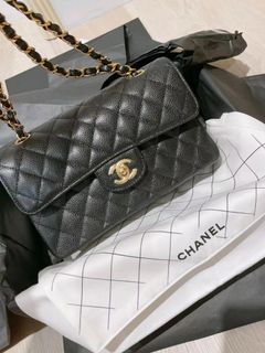 Chanel Classic Flap Medium  20C Grey Caviar Light Gold Hardware SKU 2302,  Women's Fashion, Bags & Wallets, Shoulder Bags on Carousell