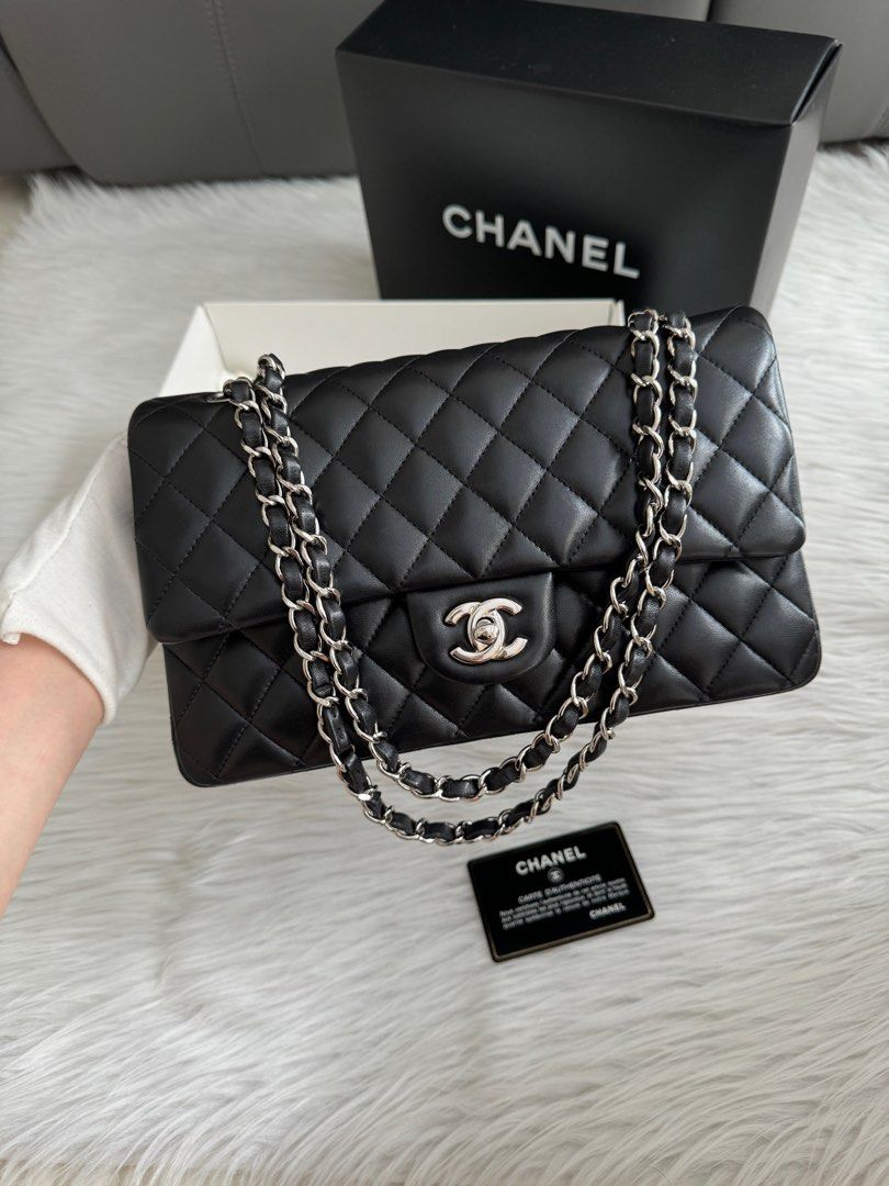 Chanel Black Quilted Lambskin Classic Double Flap Small