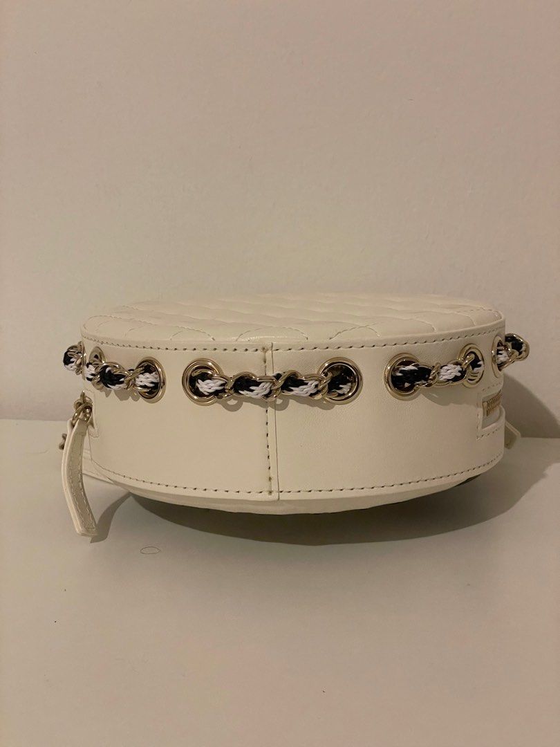 Chanel coco lifesaver lifebuoy round bag black and white