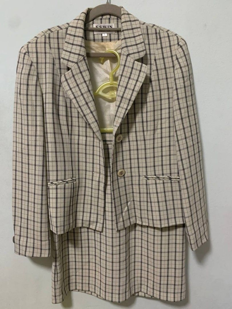 Checkered blazer clearance and skirt