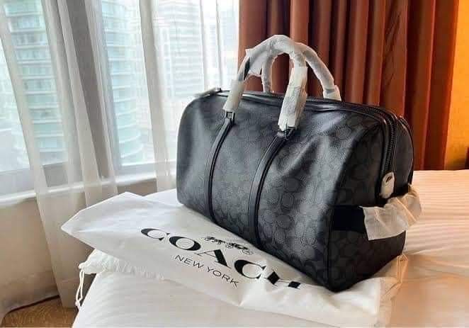 Coach C5305 Men s Women s Boston Bag 2 Way Shoulder Bag Outlet Black charcoal black