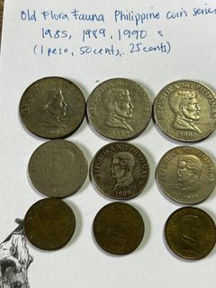 Collector’s item! Old Philippine coins 1 peso, 50 cents, 25 cents Flora fauna series 1985, 1989,1990
