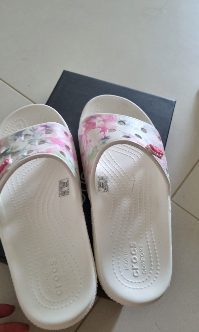Crocs Slides Adult Classic Bleach Dye Women s Fashion Footwear
