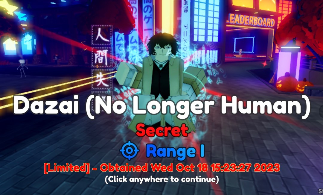 How To Get New Secret Limited Dazai In Anime Adventures Update