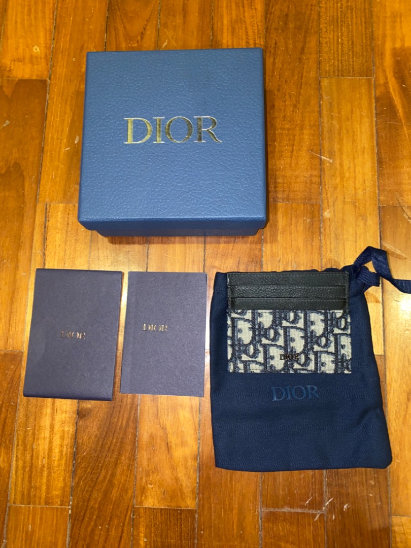 Shop Christian Dior DIOR OBLIQUE Leather Logo Card Holders by winwinco