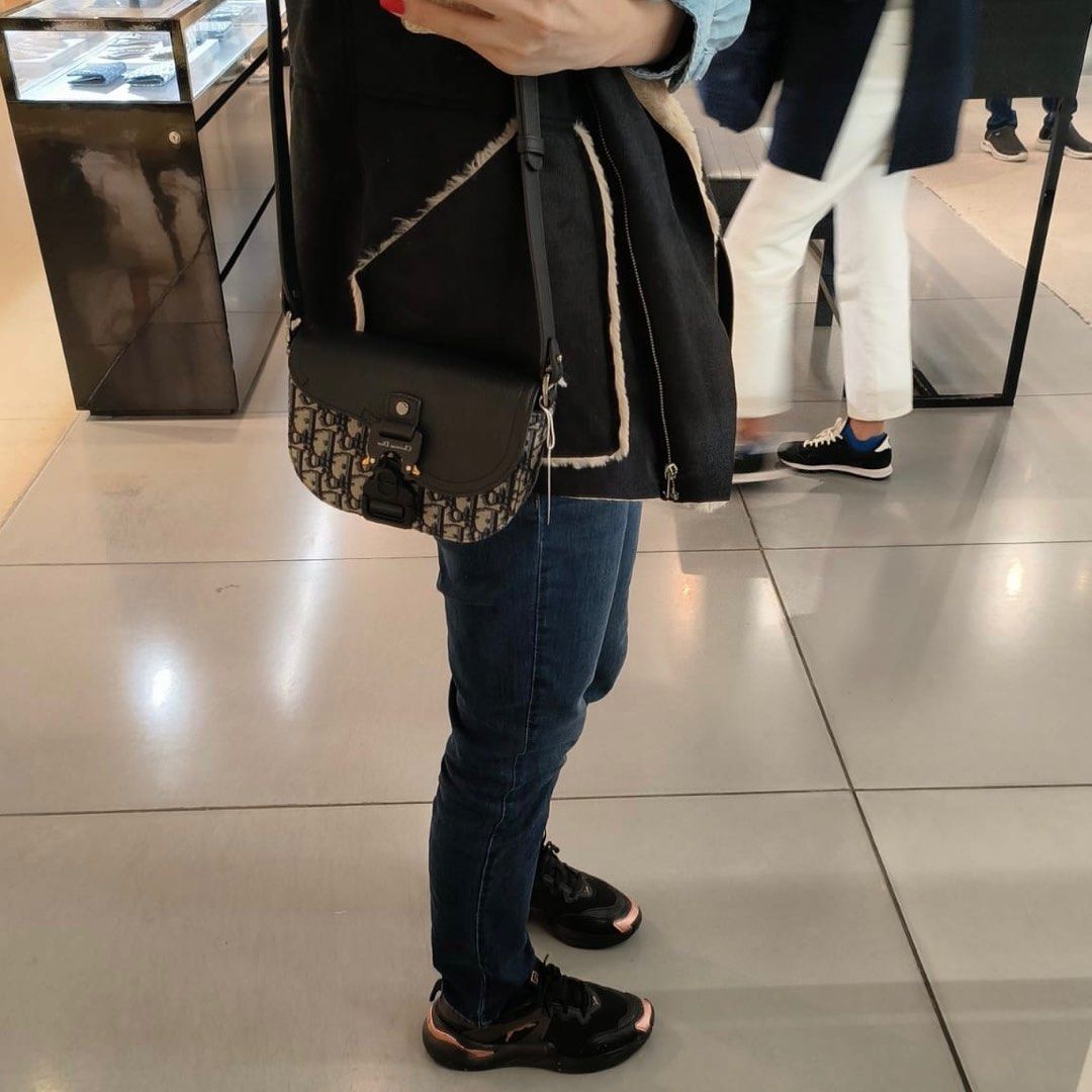 Dior Dior Oblique Jacquard Saddle Pouch Bag in Black for Men